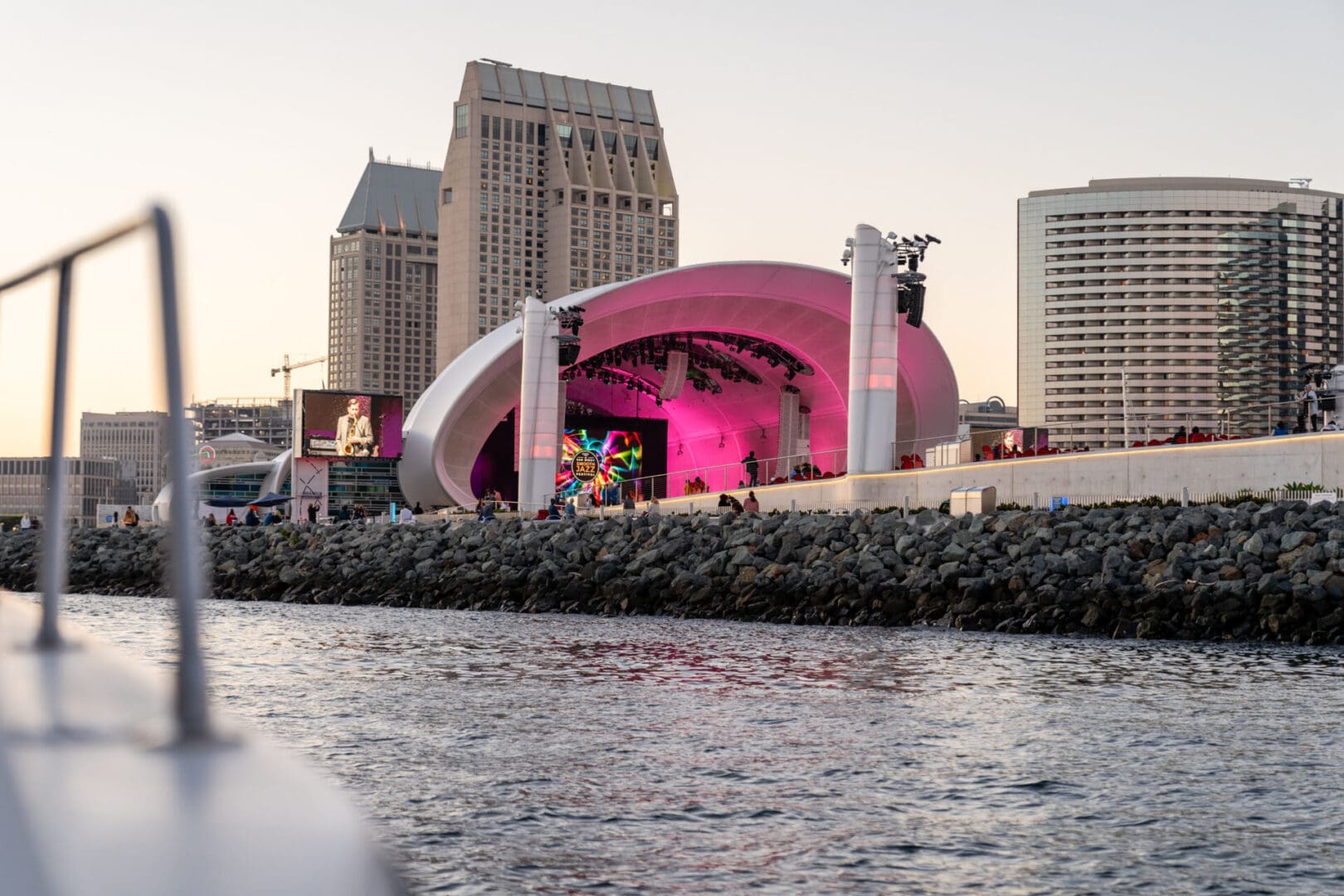 A Stadium Space With Pink Color Light